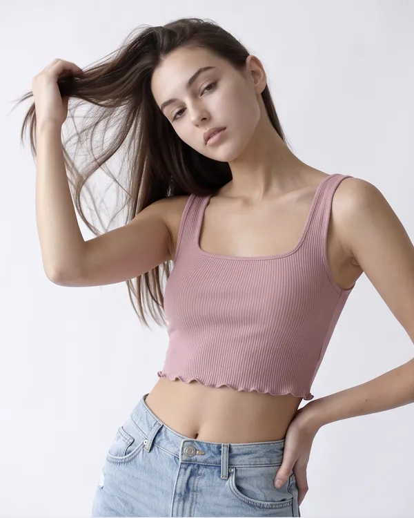 Women’s_Pink_Ribbed_Square_Neck_Crop_Top_with_Lettuce-Edge_Hem