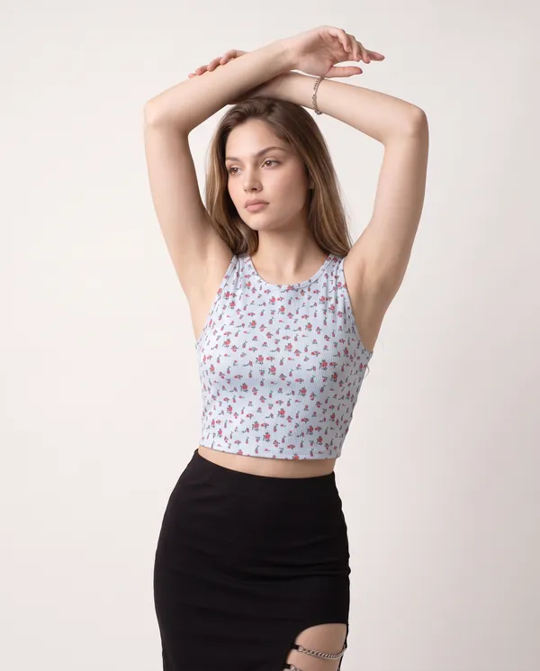 red_and_pink_floral_printed_Ribbed_crop_tank_top
