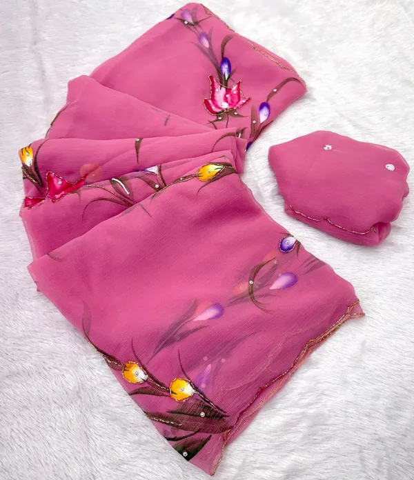 Pink_Chiffon_Hand_Painted_Saree_For_Women
