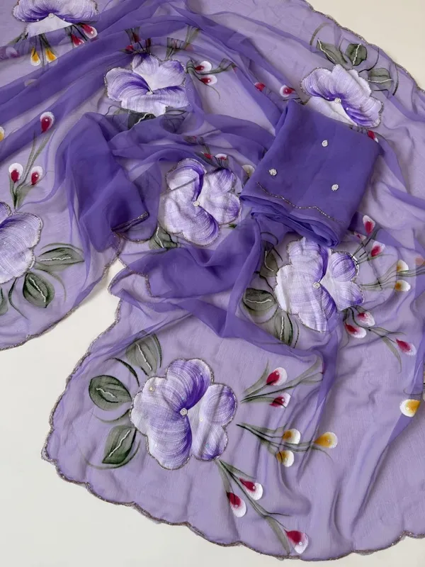 Purple_Chiffon_Hand_Painted_Saree_For_Women
