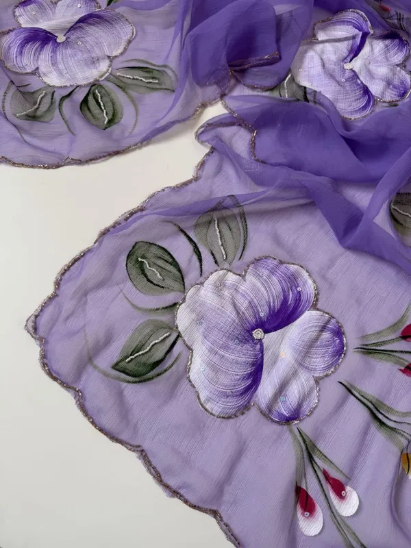 Purple_Chiffon_Hand_Painted_Saree_For_Women