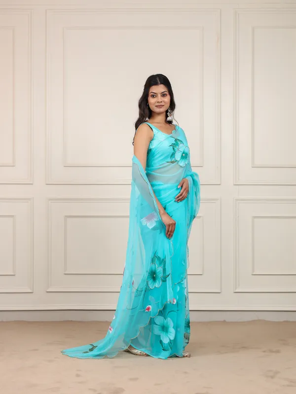 Blue_Chiffon_Hand_Painted_Saree_For_Women
