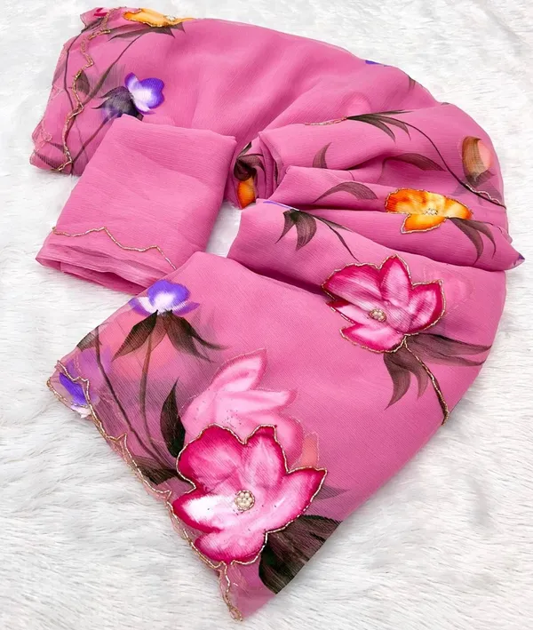 Pink_Chiffon_Hand_Painted_Saree_For_Women
