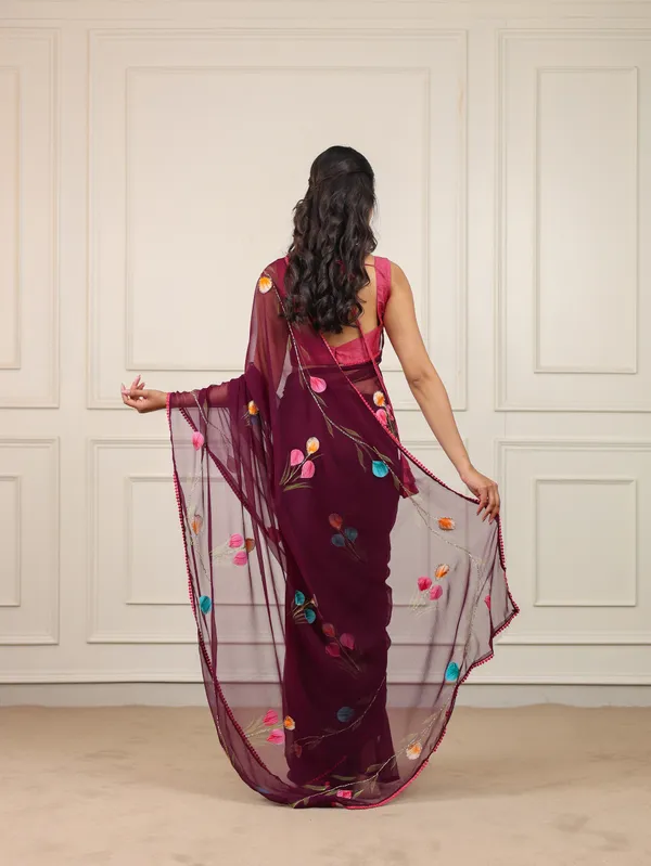 Purple_Chiffon_Hand_Painted_Saree_For_Women