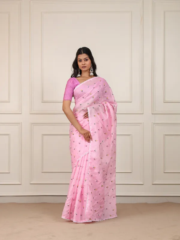 Pink_Kota_Silk_Pompom_Border_Saree_For_Women