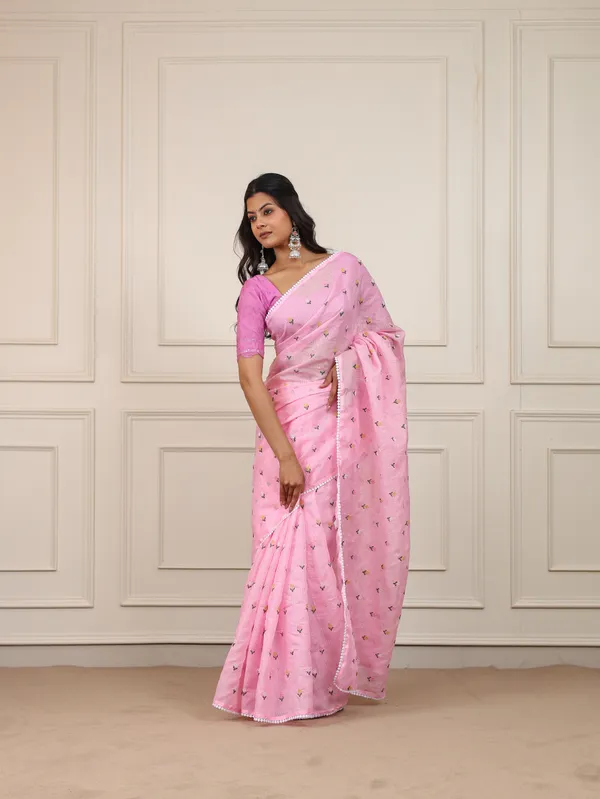 Pink_Kota_Silk_Pompom_Border_Saree_For_Women