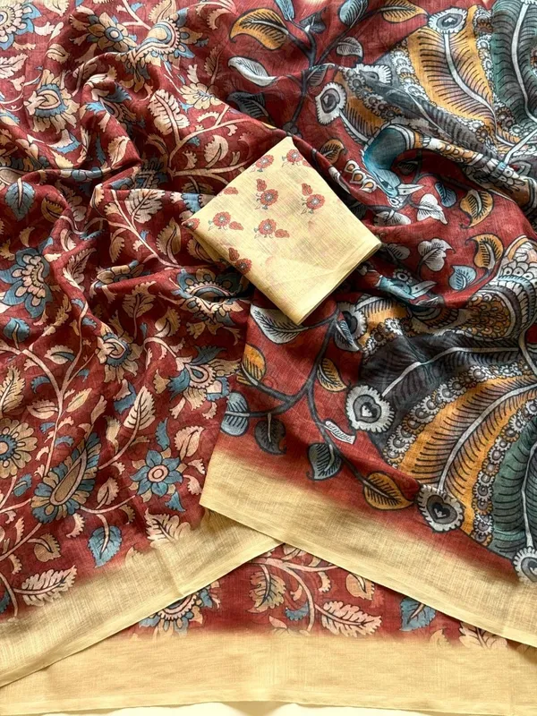 Maroon_Linen_Printed_Latkan_Saree_For_Women
