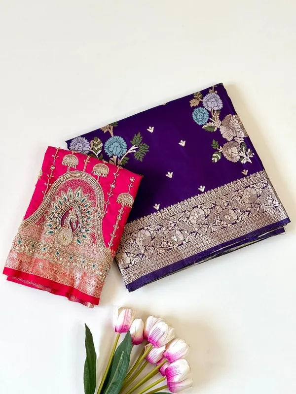 Purple_Cotton_Silk_Woven_Saree_With_Work_Blouse_For_Women
