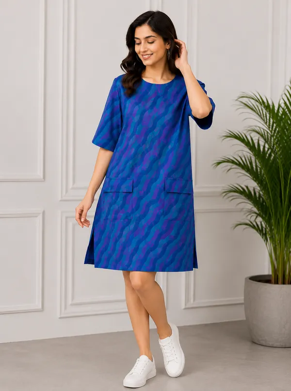 Blue_Abstract_Printed_Shift_Dress