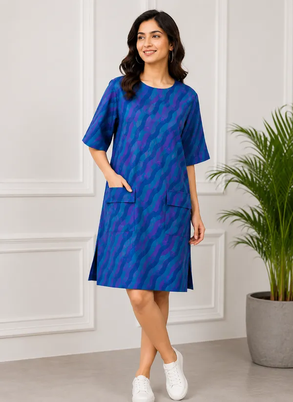 Blue_Abstract_Printed_Shift_Dress