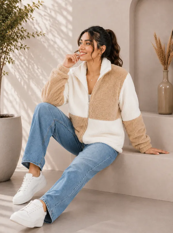 Women's_Warm_High_Neck_Teddy_Fleece_Jacket