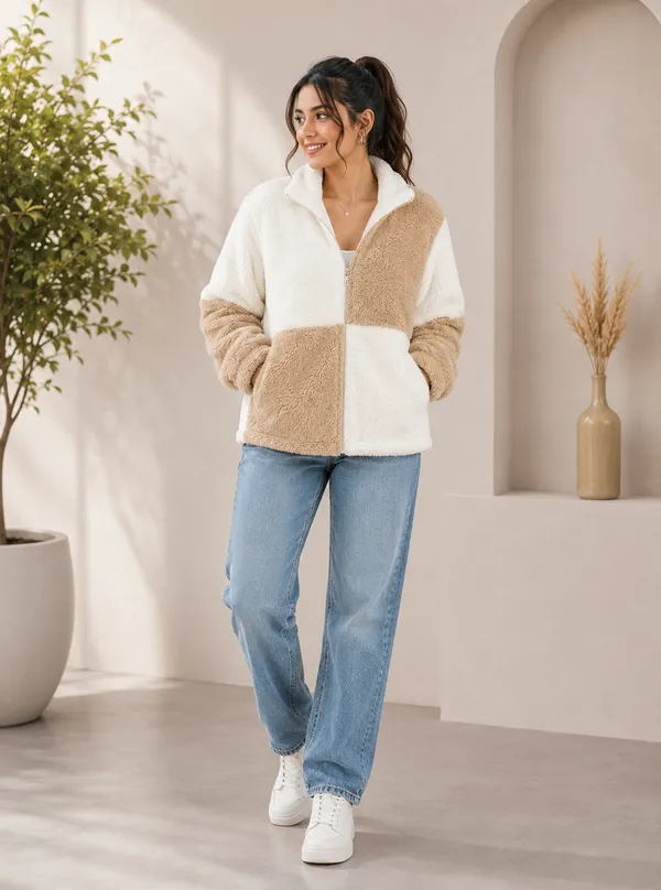 Women's_Warm_High_Neck_Teddy_Fleece_Jacket