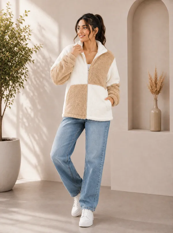 Women's_Warm_High_Neck_Teddy_Fleece_Jacket