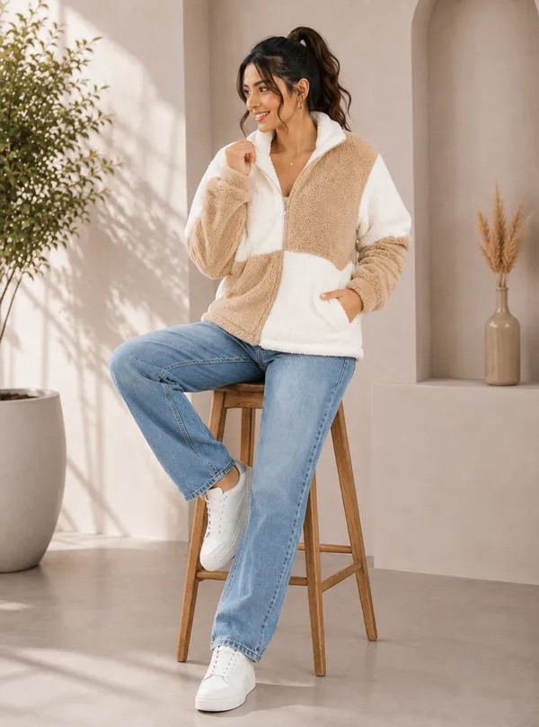 Women's_Warm_High_Neck_Teddy_Fleece_Jacket