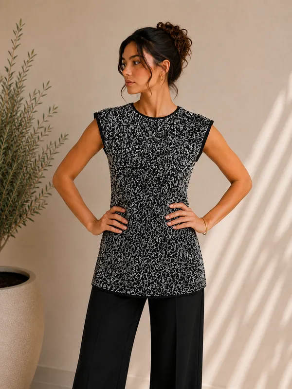 Women's_Black_Sequin_Embellished_Sleeveless_Party_Top_|_Round_Neck_Glitter_Evening_Top