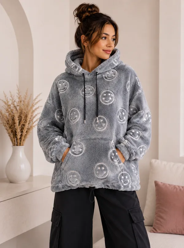 Women's_Grey_Teddy_Fleece_Smiley_Hoodie_|_Ultra_Soft_Winter_Pullover_Sweatshirt