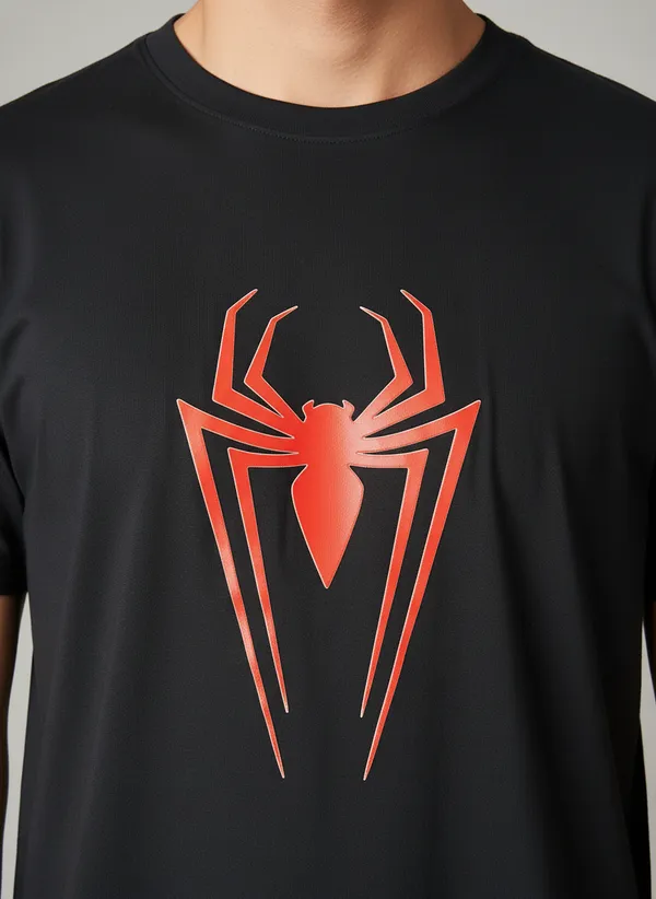 Black_Cotton_Regular_Fit_Spider_Logo_Graphic_T-Shirt_For_Men