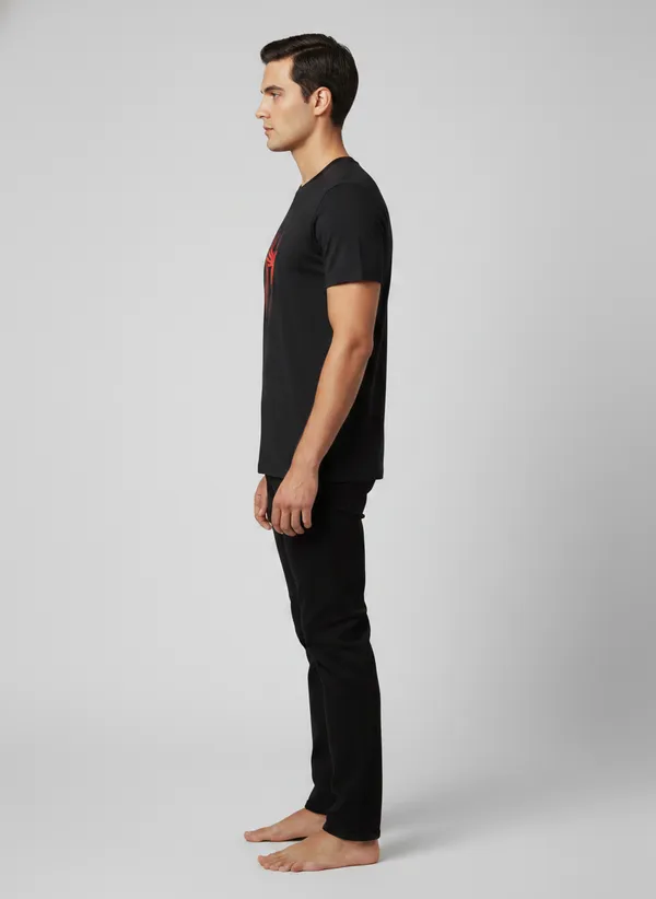 Black_Cotton_Regular_Fit_Spider_Logo_Graphic_T-Shirt_For_Men