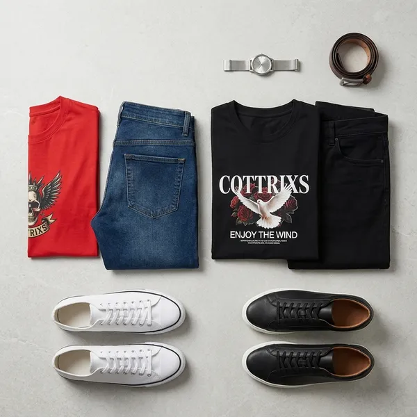 Red_&_Black_Graphic_Crew_Neck_T-Shirt_Duo_For_Men