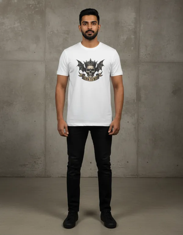 White_Cotton_Regular_Fit_Skull_Graphic_T-Shirt_For_Men