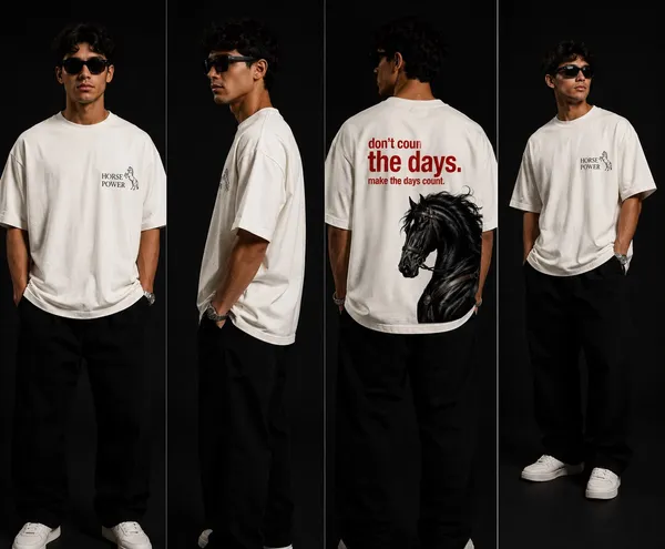 Off_White_Cotton_Oversized_Fit_Horse_Power_Graphic_T-Shirt_For_Men