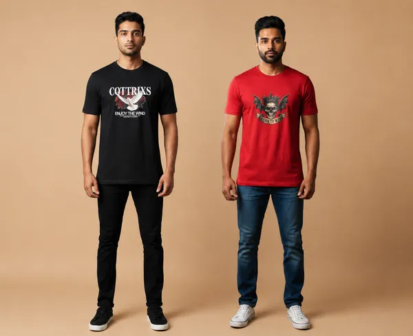 Red_&_Black_Graphic_Crew_Neck_T-Shirt_Duo_For_Men