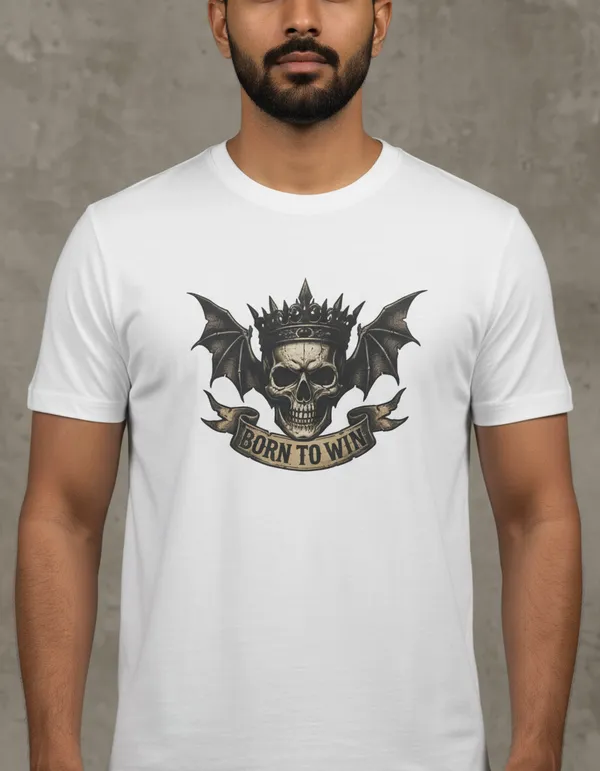 White_Cotton_Regular_Fit_Skull_Graphic_T-Shirt_For_Men