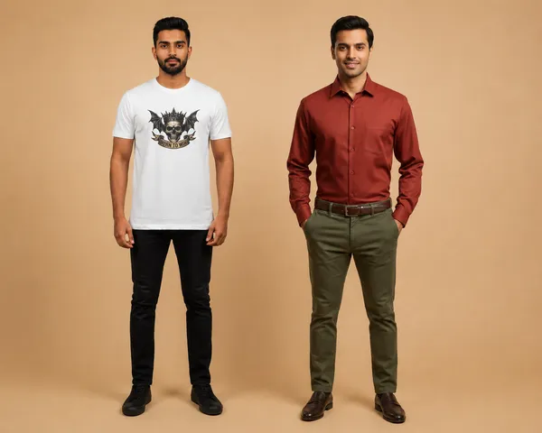 Rust_And_White_Satin_Slim_Fit_Full_Sleeve_Formal_Shirt_And_T-Shirt_For_Men_Pack_Of_2