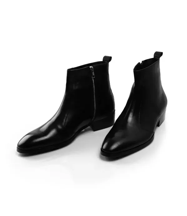 Black_Leather_Front_Zip_Ankle_Boots_For_Men