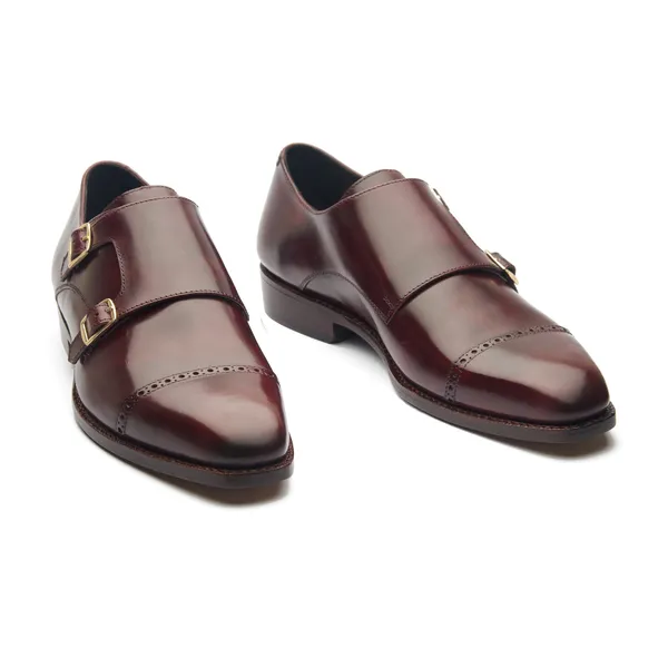 Burgundy_Leather_Double_Monk_Strap_Formal_Shoes_For_Men