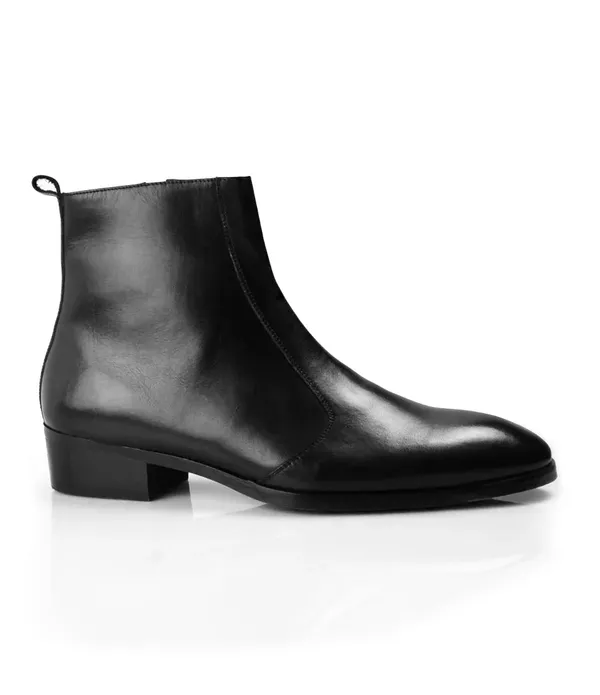 Black_Leather_Front_Zip_Ankle_Boots_For_Men