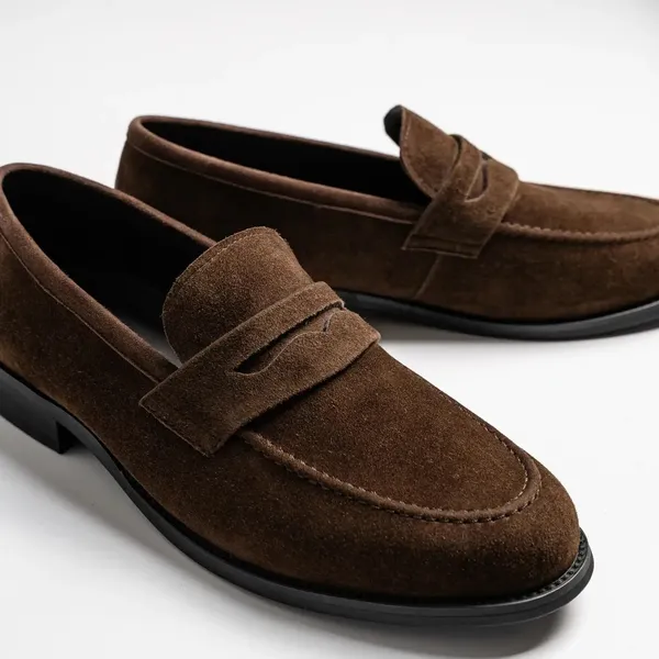 Brown_Suede_Penny_Loafers_For_Men