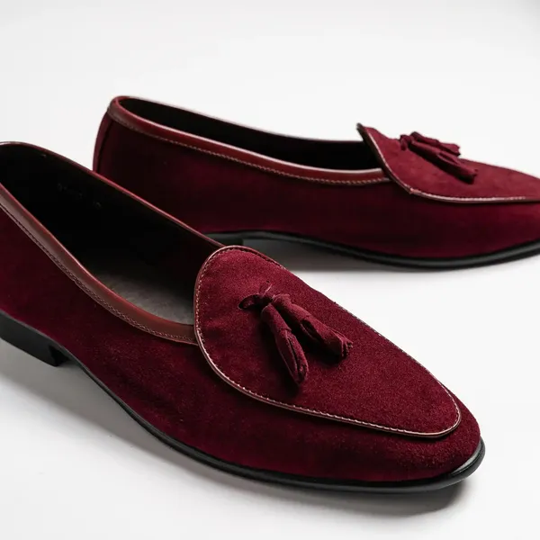 Maroon_Suede_Tassel_Loafers_For_Men