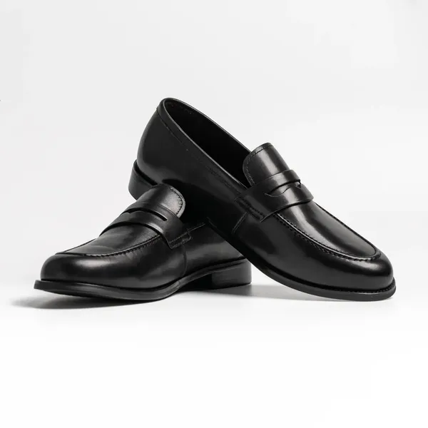 Black_Leather_Penny_Loafer_Shoes_For_Men