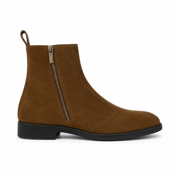 Brown_Suede_Chelsea_Boots_With_Side_Zip_For_Men
