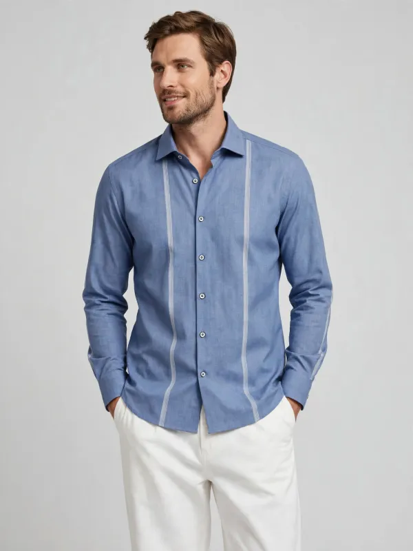 GS0002_Steel_Blue_|_Premium_Rayon_Party_Shirt_with_Vertical_Line_Detailing