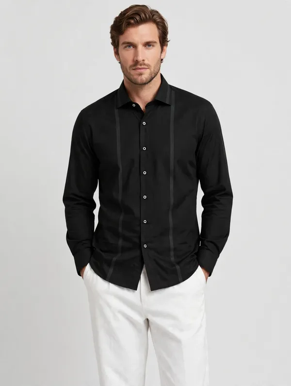 GS0002_-_Black_Vertical_Line_Rayon_Shirt