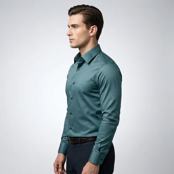 Teal_Blue_Satin_Slim_Fit_Formal_Shirt_For_Men