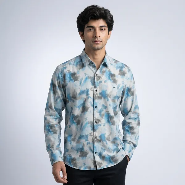 Blue_And_Grey_Abstract_Print_Casual_Shirt_For_Men