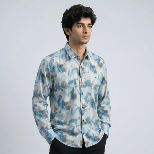 Blue_And_Grey_Abstract_Print_Casual_Shirt_For_Men