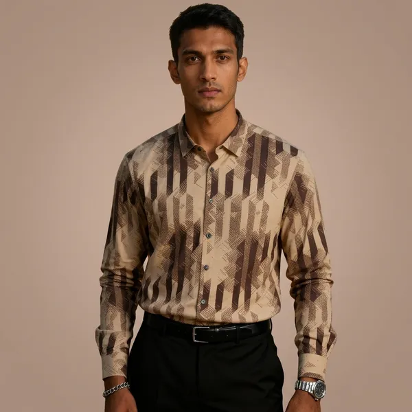 Brown_Geometric_Printed_Satin_Shirt_For_Men