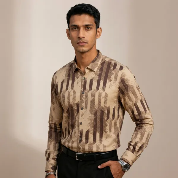 Brown_Geometric_Printed_Satin_Shirt_For_Men