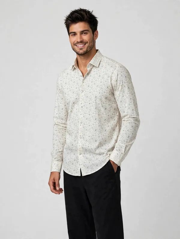 White_Micro_Floral_Outline_Printed_Shirt_for_Men