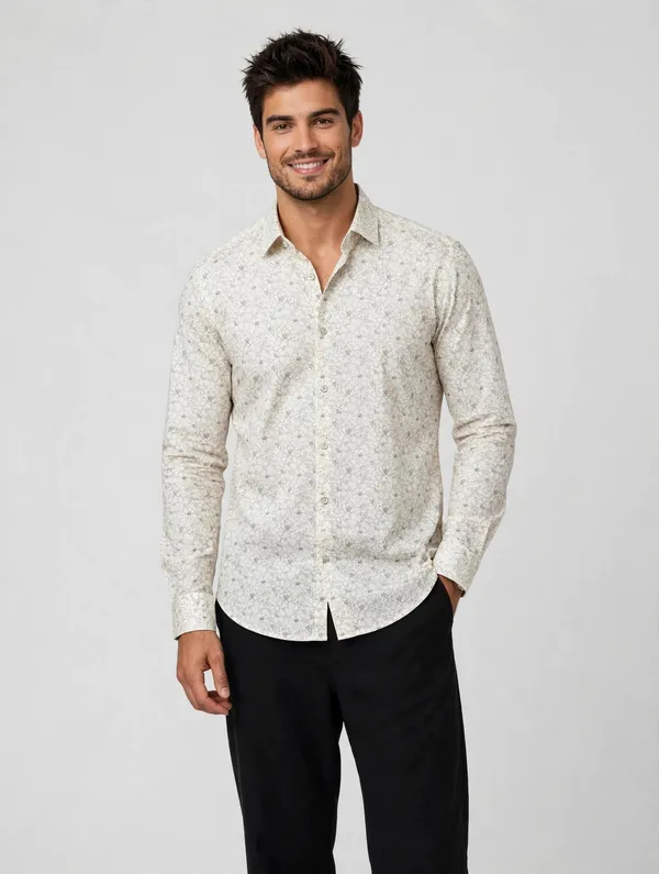 White_Micro_Floral_Outline_Printed_Shirt_for_Men