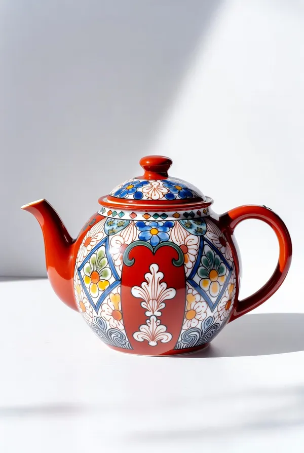 Blue_Pottery_Hand-Painted_Multicolour_Teapot_With_Lid