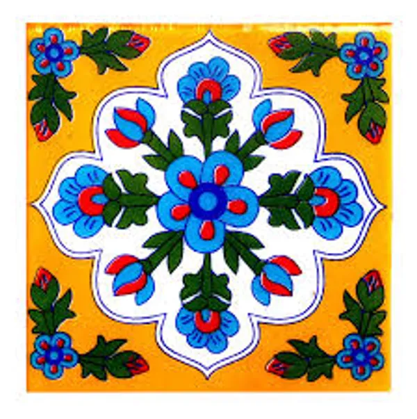 Blue_Pottery_Multicolour_Hand_Painted_Blue_Pottery_Floral_Tile