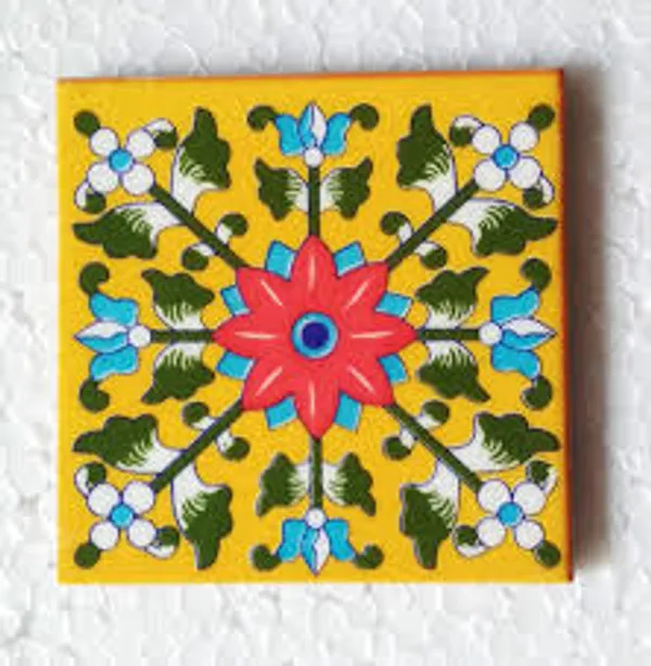 Blue_Pottery_Multicolour_Hand_Painted_Blue_Pottery_Floral_Tile