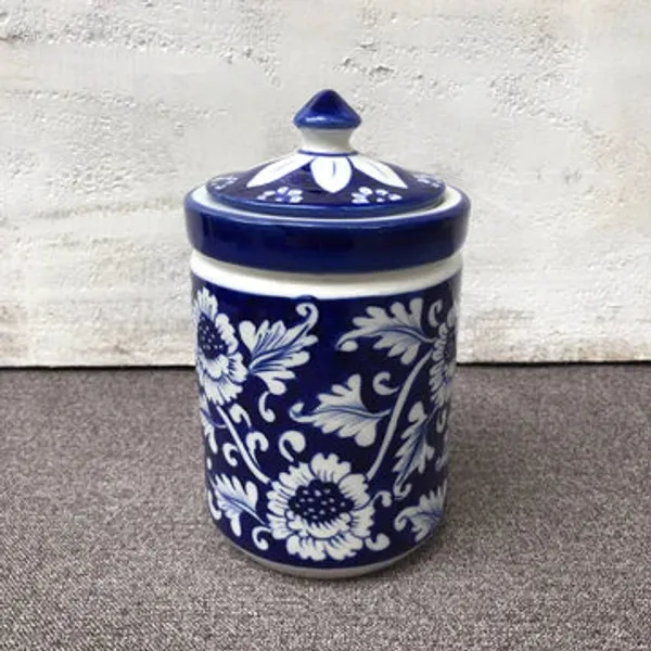 Blue_Pottery_Home_Decor_Floral_Azure_Jar
