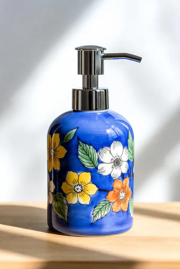 Blue_Pottery_Multicolour_Floral_Soap_Dispenser