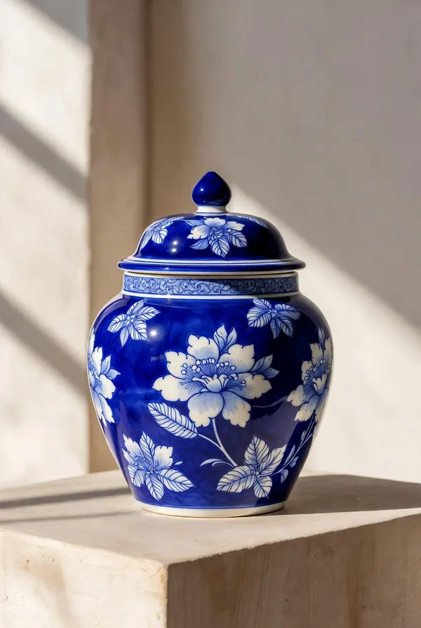 Blue_Pottery_Home_Decor_Azure_Floral_Ginger_Jar